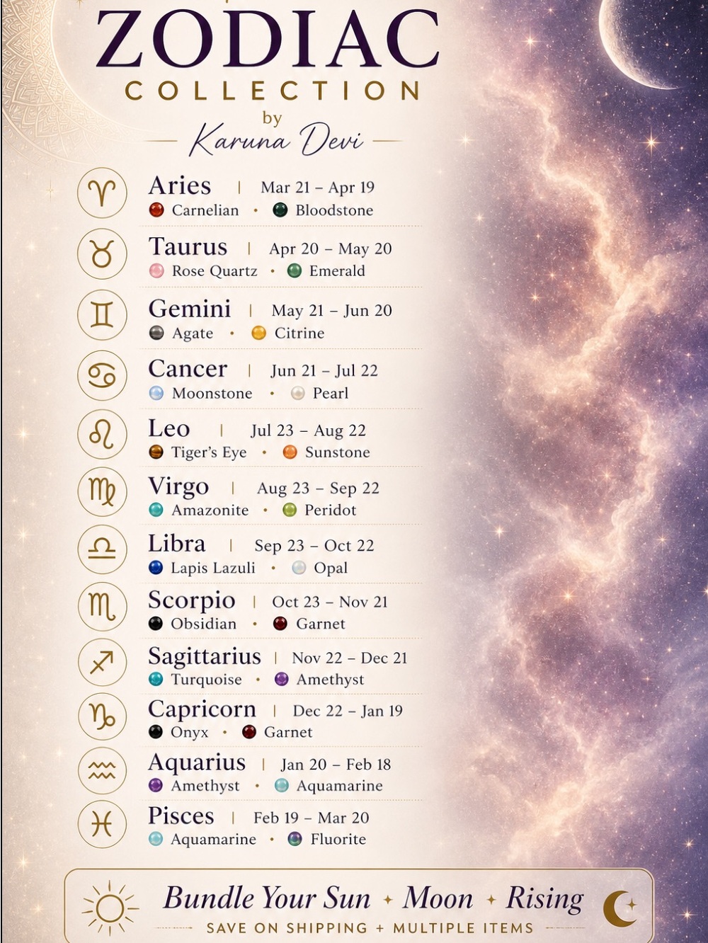 COVER AD: ZODIAC, With Genuine Birthstones